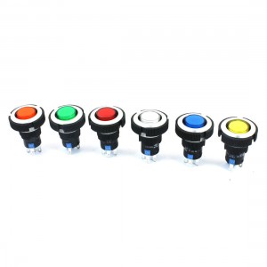 12V 22mm Panel Mount 6-Color Lamp SPDT Momentary Plastic Pushbutton Switch 6 Pcs