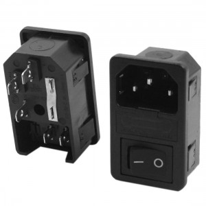 2Pcs Black Boat Switch Fuse Holder C14 Inlet Power Adapter AC 250V 10A
