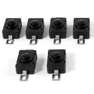 6 Pcs AC 250V 1.5A 2-Pin Horizontal Electric Torch Push Button Switch Black