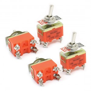 ON-OFF DPST 4 Screw Pin Rocker Type Toggle Switch AC 250V 15A E-TEN1221 4pcs