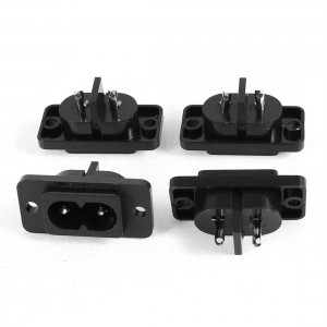 4 Pieces AC 250V 10A IEC320 C8 Screw Mount Inlet Plug Power Socket Black