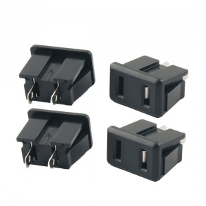 8 Pcs AC 250V 10A US 2 Pin Panel Mounting Power Socket Black