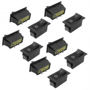 10 Pcs 2 Pin SPST On/Off Rocker Switch AC 6A 250V Black Hhutd