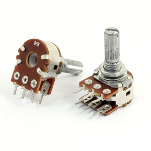 2 Pcs 5K Ohm Knurled Shaft Adjust Double Linears Potentiometers AC 250V