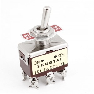 DPDT ON/ON 2 Way 6 Screw Terminals Toggle Switch 15A AC 250V