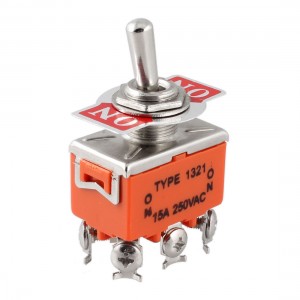 AC 250V 15A 6 Screw Terminals O/O 2 Position DPDT Toggle Switches