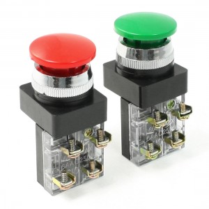 AC 250V 6A Green Red Sign Momentary Mushroom Push Button Switch SPDT
