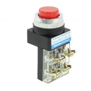 250VAC 6A 1NO+1NC 3D Red Flat Top 4-Terminals OB-25 Push Botton Switch