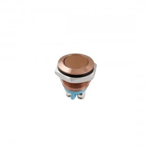 AC 250V 3A 16mm SPST NO Momentary Reset Coffee Color Metal Push Button Switch