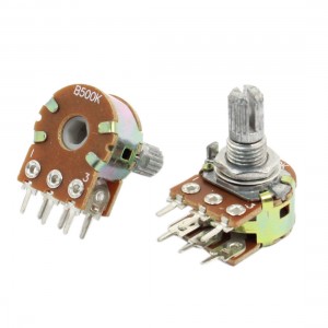 2 Pcs 500K Ohm Knurled Shaft Adjustable Dual Linear Potentiometers AC 250V