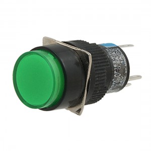 DC 24V 5 Pin Green Cap Self-reset Type Lamp Push Switch