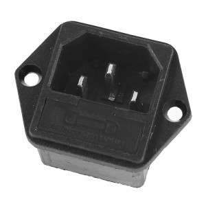 AC 250V Pannel Mount C14 Male Plug Inlet Power Socket w 4 Pcs 5mmx20mm Fuse 10A