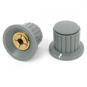 2 Pcs 4mm Shaft Insert Dia Brass Tone Core Potentiometer Control Knobs Gray