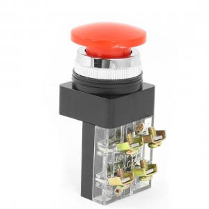 AC 250V 6A 1NO+1NC 4-Terminal Red Mushroom Head Top Push Botton Switch