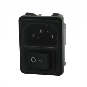 Black Panel Mount Rocker Switch IEC320 C14 Plug Power Socket AC250V 10A