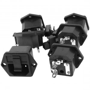 6 Pcs IEC320 C14 3 Pin Inlet Male Power Plug Socket AC 250V 10A w Fuse Holder