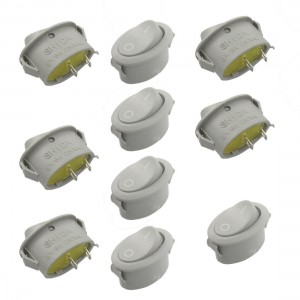 10 Pcs 2 Pin SPST On/Off Oval Rocker Switch AC 3A/6A 250V Gray