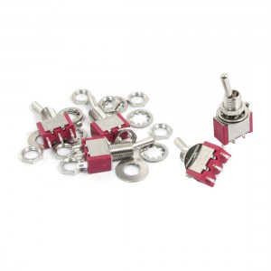 5pcs Panel Mount ON/ON SPDT Burgundy Latching Toggle Switch AC 250V 3A