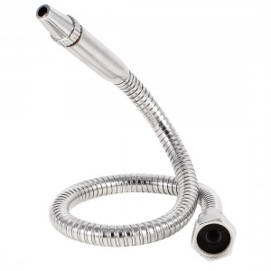 Milling Silver Tone Metal 20mm Thread Round Nozzle Flexible Oil Coolant Pipe