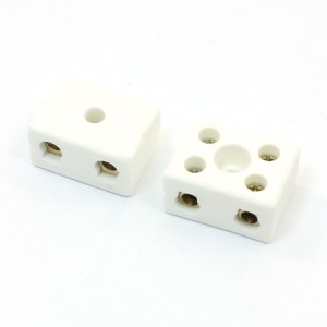 15A 2W5H Double Way 5 Hole High Frequency Porcelain Terminal Block 2 PCS