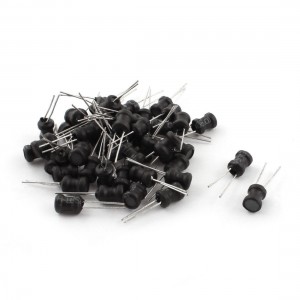 50Pcs 10mH 100mA 6x8mm 10% Tolerance Shielded Radial Lead Inductor Black