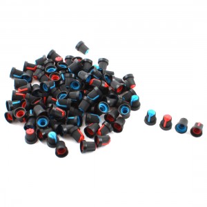 100 Pcs Black Blue Red Plastic 5.5mm Hole Rotary Taper Potentiometer Pot