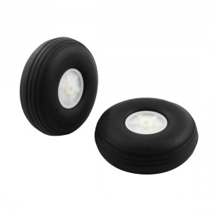 RC Robot Part Plastic Hub Black Rubber Tire Wheel 2.5" Dia Replacement 2Pcs