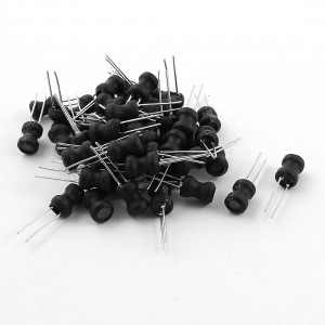 50Pcs 22uH 1.2A 6x8mm 10% Tolerance Shielded Radial Lead Inductor Black