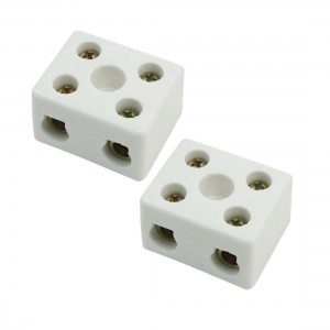 5A 2 Pole Insulation Connector Porcelain Ceramic Terminal Block 2W5H 2Pcs