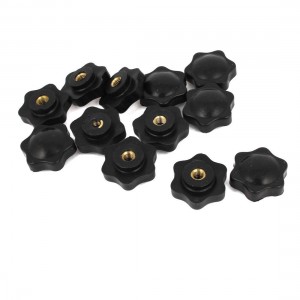 12pcs Black Plastic 32mm Head Diameter 6 Pointed Star Clamping Knobs M6