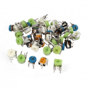 40 Pcs 5K 10K 20K 50K 200ohm Trimmer Adjustable Resistors Rheostats
