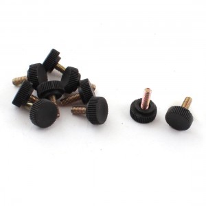 10 Pcs 16mm Height 4x10mm Male Thread Screw on Design Straight Knurled Knob
