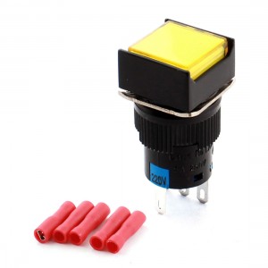 AC220V Pilot Lamp Panel SPDT Latching Push Button Switch w DIY Wiring Terminals