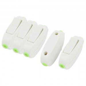 5 x White Plastic OFF/ON Button Inline Cord Lamp Switch AC 250V 4A