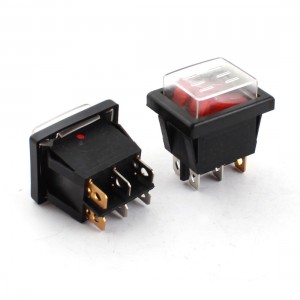 2PCS AC 125V/20A 250V/15A Red Illuminated Dual SPST Waterproof Rocker Switch