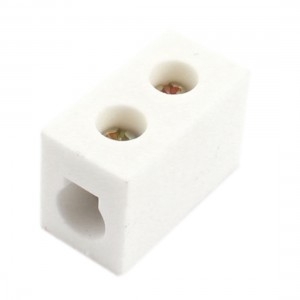 Connector Porcelain Ceramic Terminal Block 1 Way 2 Hole AC 250V 600C