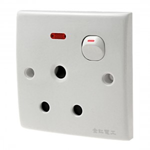 16A AC250V 3 Round Pin South Africa Socket W Switch Indicator Wall Plate