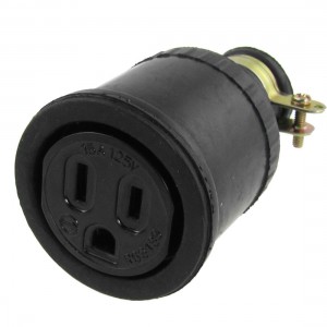 Waterproof LK5215 3 Pin 15A AC 125V Grounding Type Rubber Plug Black