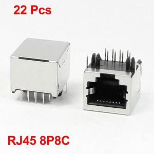 22 Pcs 8Pin RJ45 Modular Network Jack PCB Port 18 x 16 x 17mm