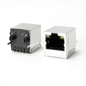 LED Indicator Light RJ45 8P8C Shielded PCB Jacks Network Ports 10 Pcs