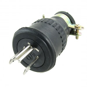 LK7004 Black Housing AC 125V 15A 3 Pin Grounding Plug