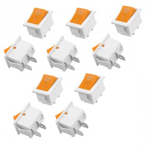 10 Pcs 2 Pin SPST Orange Button On/Off Rocker Switch AC 6A/250V 10A/125V