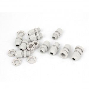 10 Pcs M12 White Plastic 3-6.5mm Dia Waterproof Cable Glands Connectors