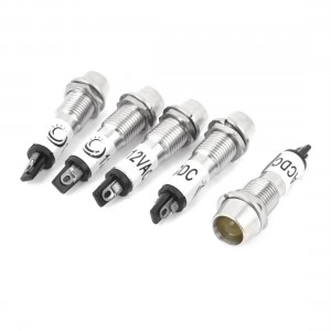 5 Pcs Metal DC 12V 2 Pins Recessed Yellow Pilot Light Signal Indicator
