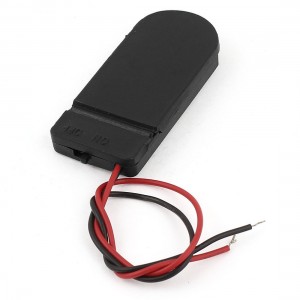 Black Plastic 2 Cables 2 x 2032 Button Cell Batteries Box Case