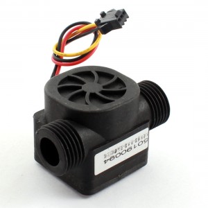 DC5-12V 0-2MPa 20mm Black Plastic Water Liquid Fluid Flow Sensor Flowmeter
