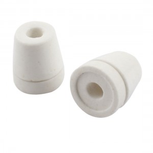 2PCS White 7mm Hole Dia Wire Tapered Ceramic Electrical Insulator AC250V 425C