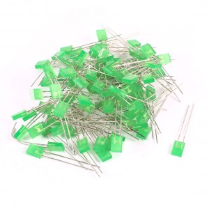 100 Pcs 2x5x7mm Rectangle Green Diffused Light Emitting Diode LED Lamp Bulb