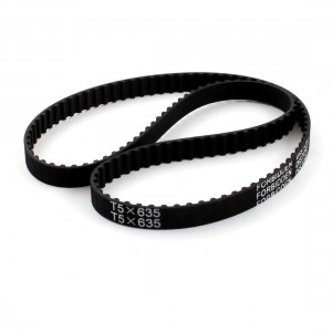 T5x635 127 Teeth 10mm Width 5mm Pitch Black Rubber Groove Timing Belt 635mm
