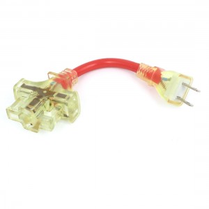 AC125V 15A US Plug to AU US 3 Outlet Electric Power Connector Adapter Red Clear